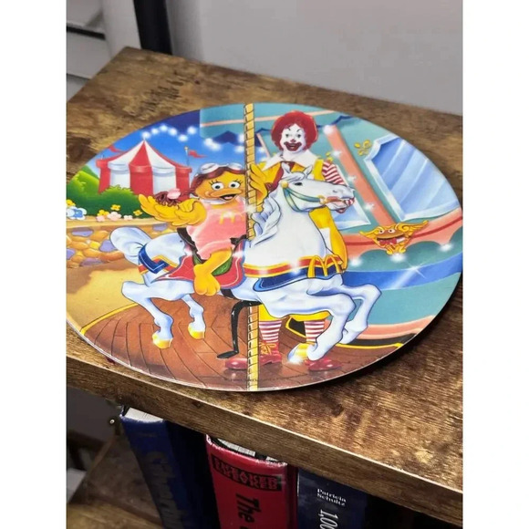 Vintage 1993 McDonald's Melamine Plate Ronald & Birdie Riding Carousel Horse - Picture 1 of 9